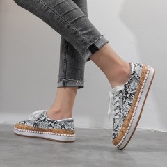 Chaussures décontractés plate avec motif en peau de serpent