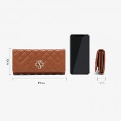 Portefeuille en cuir femme à triple pliage grande capacité