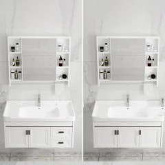 Armoire miroir + cabinet de toilette en céramique en aluminium armoire de salle de bain