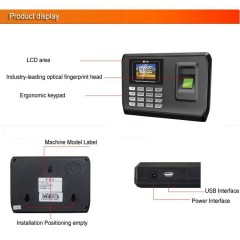 Machine biométrique à empreinte digitale avec commande vocale et port USB  2.4 TFT LCD
