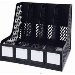 DELI Organisateur des dossiers de Bureau en plastique 4 compartiments Noir