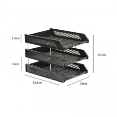 Support de rangement de documents A4 trois couches en plastique 33,5 * 26 * 25,5 cm