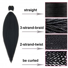 Extension de cheveux noir raide synthétique pour tressage 26 pouces