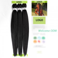 Extension de cheveux noir raide synthétique pour tressage 26 pouces