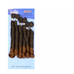 Mèches de cheveux synthétiques  Set de 6 pièces 16 pouces cheveux bouclés marrons