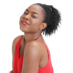 Perruque chignon de 6 pouces en fibre synthétique au cheveux moelleuse