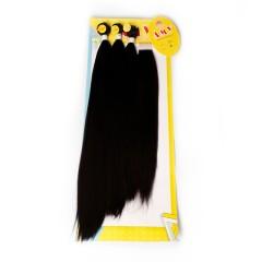 Extension de cheveux noir lot de 4 pièces cheveux noirs longs et raides 3 longueurs différentes en fibre synthétique
