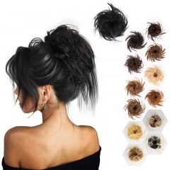 Perruque chignon en fibre synthétique pelucheux