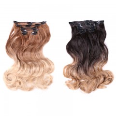 Extensions de cheveux en fibre synthétique 12 clips 18 pouces