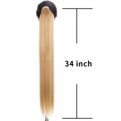 Perruque - Postiche  en fibre  synthétique au  cheveux raides de 34 pouces avec cordon de serrage