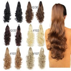 Postiche queue de cheval en fibre synthétique cheveux ondulé 24 pouces