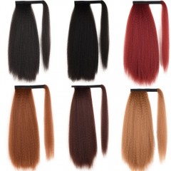 Perruque queue de cheval mèches en fibre sythétique cheveux doux 22 pouces