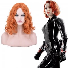 Cosplay perruque synthétique cheveux bouclés sans dentelle orange 14 pouces