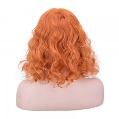 Cosplay perruque synthétique cheveux bouclés sans dentelle orange 14 pouces