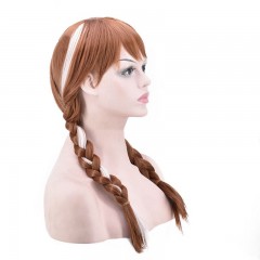 Cosplay perruque synthétique cheveux long marron tressé 18 pouces
