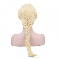 Elsa Cosplay sans dentelle perruque 20 pouces tressé blonde