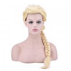 Elsa Cosplay sans dentelle perruque 20 pouces tressé blonde