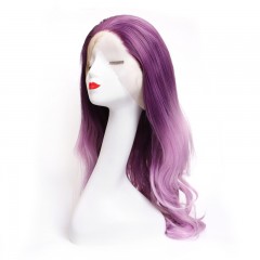 Perruque en fibre synthétique cheveux ondulés avec lace frontale 30 pouces