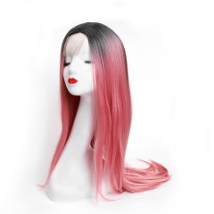 Perruque en fibre de haute température 32 pouces cheveux raides Lace frontale