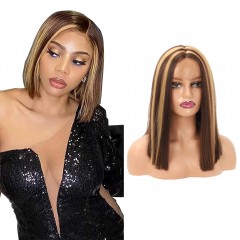 Perruque en fibre synthétique cheveux longs et raides 15 pouces