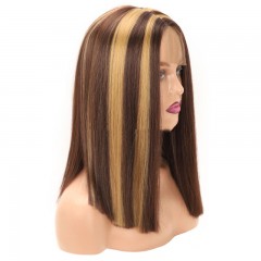 Perruque en fibre synthétique cheveux longs et raides 15 pouces
