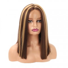 Perruque en fibre synthétique cheveux longs et raides 15 pouces