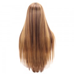 Perruque en fibre sythétique cheveux longs et raides avec une frange 30 pouces
