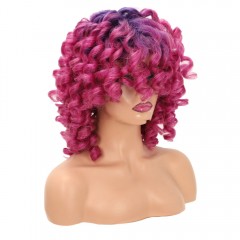 Perruque en fibre sythétique Cheveux bouclés violet 13 pouces