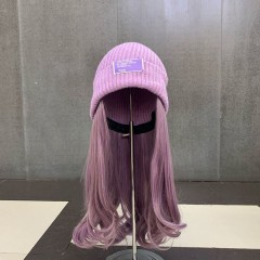 Perruque-bonnet tricoté cheveux ondulé en fibre synthétique longueur de 22 pouces confortables