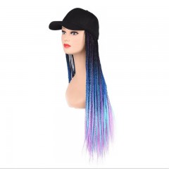 Perruque casquette cheveux synthétiques longue tresse 24 pouces