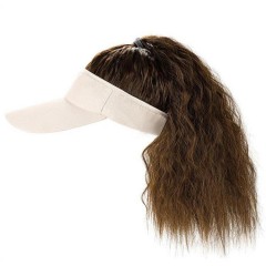 Perruque casquette  pour femme aux cheveux ondulée avec queue de cheval haute