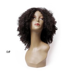 Perruque noir bouclés en fibre synthétique sans dentelle