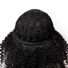 Perruque noir bouclés en fibre synthétique sans dentelle