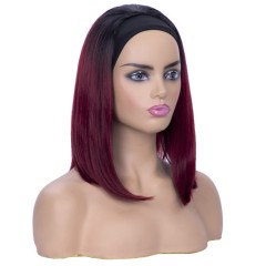 Perruque de 16 pouces au cheveux raides en fibre haute température