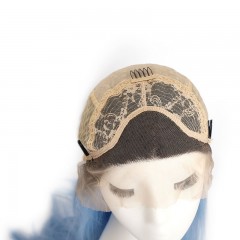 Perruque raide bleu-noire en fibre synthétique de 28 pouces