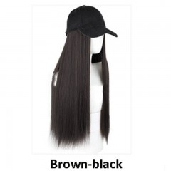 Perruque chapeau en fibre synthétique réglable 24 pouces 130% densité cheveux raides et longs