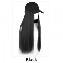 Perruque chapeau en fibre synthétique réglable 24 pouces 130% densité cheveux raides et longs