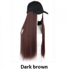 Perruque chapeau en fibre synthétique réglable 24 pouces 130% densité cheveux raides et longs
