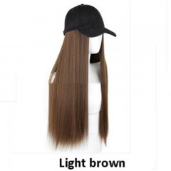Perruque chapeau en fibre synthétique réglable 24 pouces 130% densité cheveux raides et longs