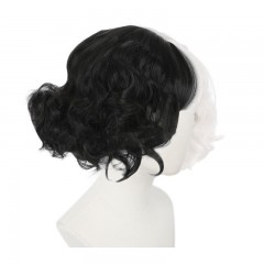 Perruque  synthétique 12 pouces  noir et blanc sans closure