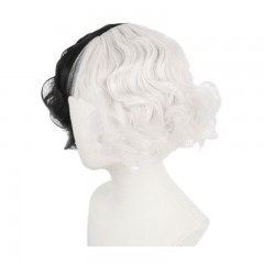 Perruque  synthétique 12 pouces  noir et blanc sans closure