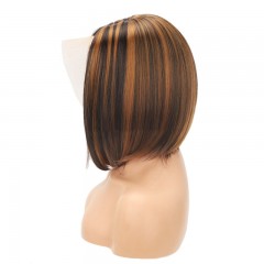Perruque à fibre synthétique cheveux courts et lisses lace frontale 12 pouces