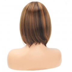 Perruque à fibre synthétique cheveux courts et lisses lace frontale 12 pouces