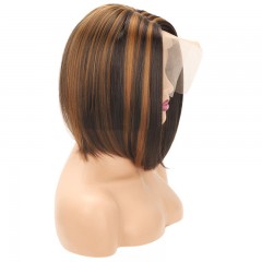 Perruque à fibre synthétique cheveux courts et lisses lace frontale 12 pouces