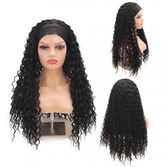 Perruque synthétique 26 pouces long cheveux bouclés sans dentelle
