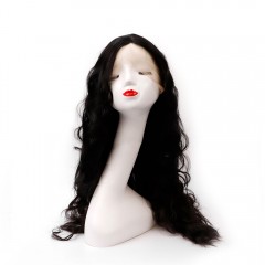 Perruque à fibre synthétique noire aux cheveux bouclés