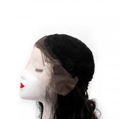 Perruque à fibre synthétique noire aux cheveux bouclés