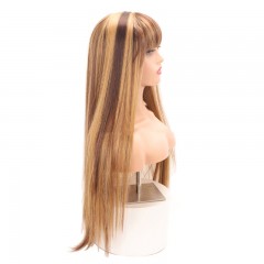 Perruque à fibre synthétique 30 pouces sans dentelle cheveux longs et raides