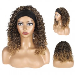 Perruque synthétique 14 pouces aux cheveux bouclés sans dentelle
