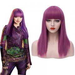Perruque synthétique violette aux  cheveux longs et lisses 18 pouces résistant à la chaleur